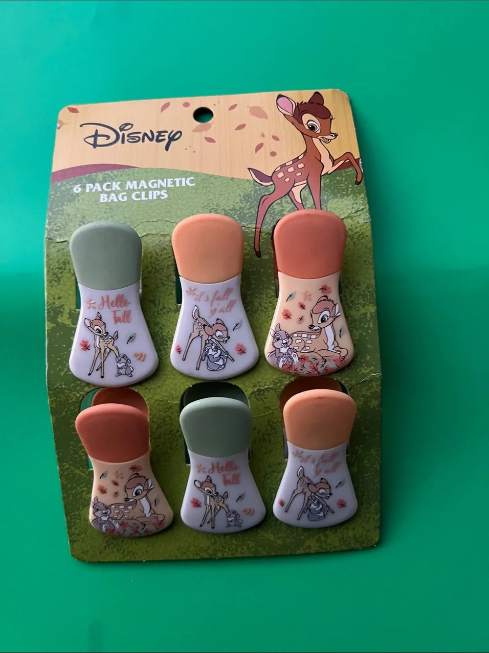 Disney Bambi Magnetic Bag Clips — Green, Peach, Coral